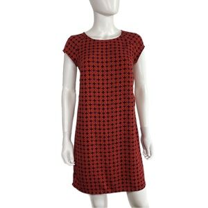Merona Red & Navy Blue Geometric Print Cap Sleeve Shift Dress